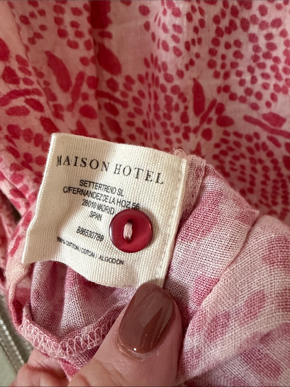 Maison Hotel Rose-Pink Printed Button-Down Blouse - Picture 4 of 6